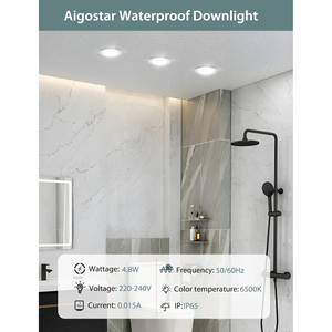 Aigostar 4.8W IP65 LED Downlight incasso soffitto impermeabile occhi di toro 6500K luce bagno di illuminazione vanità bagni vanità vanità - Product Image 2