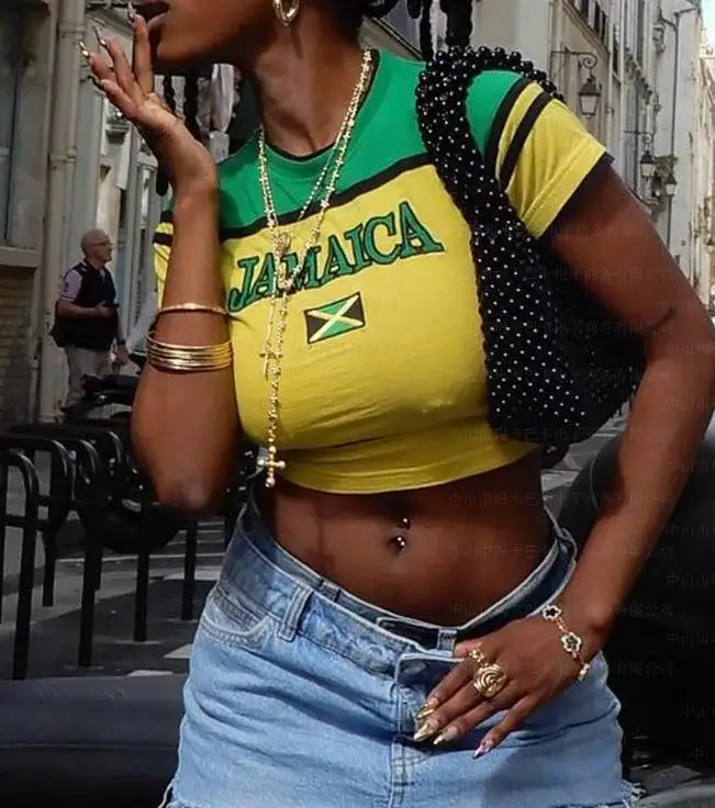 Y2k kaus grafis untuk wanita Vintage 90s pakaian jalanan dengan kain Y2k kaus bayi untuk wanita atasan Crop Brasil