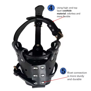 Muselière pour chien en cuir tanné végétal de qualité supérieure pour grandes races |   Masque anti-morsure et anti-aboiement réglable |   Équipement d'entraînement d'agilité - Product Image 5