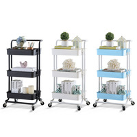 Chariot de rangement de cuisine mobile à 3 niveaux, chariot utilitaire roulant pour la cuisine, la salle de bain, la maison, le bureau, le rangement et l'organisation