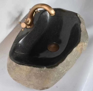 <span class=keywords><strong>Lavabo</strong></span> <span class=keywords><strong>en</strong></span> <span class=keywords><strong>pierre</strong></span> de rivière naturelle <span class=keywords><strong>noire</strong></span> à prix compétitif - Product Image 3