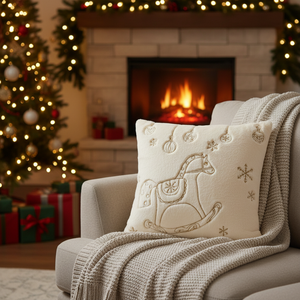 Housses de coussin de Noël modernes, brodées, couleur unie, avec fermeture éclair invisible, pour chambre à coucher, salon, canapé, en peluche - Product Image 1