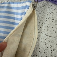 Tas Kosmetik Bergaris Kanvas dengan Ritsleting, Dompet Makeup, Tempat Pensil, Organizer Perlengkapan Mandi, Tas Clutch untuk Wanita, Cocok untuk Perjalanan