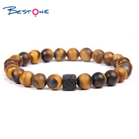 Bestone Pulsera de Cuentas de Piedra de Lava Natural con Ágata y Madera para Hombre Venta al Por Mayor Más Barata