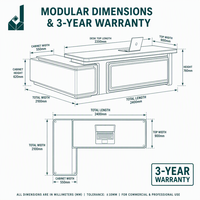 Bureau de direction modulaire extensible en MDF en forme de L, ergonomique, avec éclairage intégré, design moderne et minimaliste, pour un bureau sain