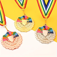 Trophées, médailles et plaques vierges avec logo, médailles en métal plaqué or, argent, bronze avec ruban en nylon coloré, médailles de finisseur personnalisées