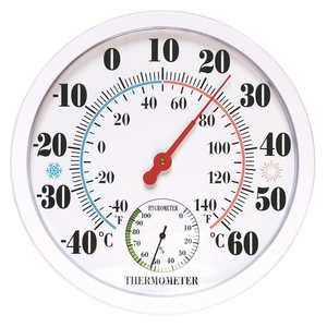 مقياس درجة الحرارة والرطوبة TH9250P-WRC 25 سم (هيكل أبيض بلوحة أوروبية مع وجه ملون وإبرة حمراء) - Product Image 3