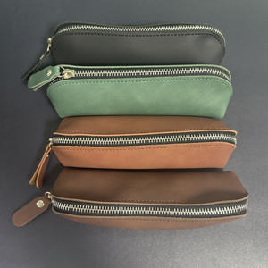 Estuche para bolígrafos <span class=keywords><strong>de</strong></span> cuero Crazy Horse vintage, funda minimalista <span class=keywords><strong>de</strong></span> cuero genuino para plumas estilográficas y lápices, organizador <span class=keywords><strong>de</strong></span> artículos <span class=keywords><strong>de</strong></span> oficina. - Product Image 3