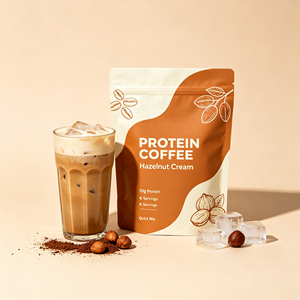 Poudre de protéines de <span class=keywords><strong>noisette</strong></span> au café GMP sous marque privée, 10g de protéines instantanées par dose post-entraînement pour femmes, OEM MOQ 50 boîtes - Product Image 1