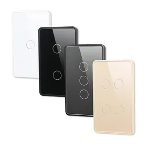 Tuya US Standard 1/2/3/4 gang wireless tempered glass touch panel wifi smart home lighting wall switch support Alexa Google home