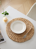Sets de table ronds en jacinthe d'eau naturelle tressée, résistants à la chaleur, faits à la main, pour table à manger, décoration rustique