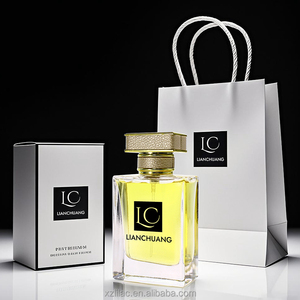 Rỗng xịt nước hoa chai phẳng vuông rõ ràng Chai Thủy Tinh 50ml chai nước hoa với bao bì hộp vỏ não nắp vàng - Product Image 2