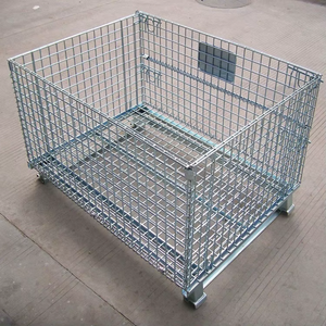 Iron <b>Collapsible</b> Galvanized <b>Storage</b> Cage Stackable Wire Mesh Pallet Container for Warehouse Logistics Auto Parts <b>Storage</b> Cage - Product Image 5