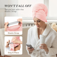 Turban pour cheveux en microfibre corail pour adultes en gros - Serviette de spa grande taille à séchage rapide avec bande élastique