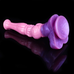 Dildo realista de fantasía con forma de pene de caballo, con ventosa, de silicona, con nudo, multicolor, rosa, juguetes sexuales para mujeres - Product Image 4