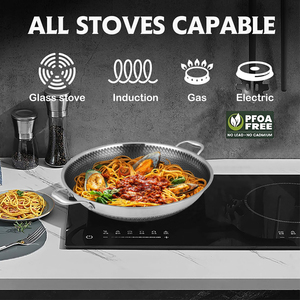 <span class=keywords><strong>Wok</strong></span> Grande Antiadherente de Acero Inoxidable 316 de Triple Capa con Diseño de Panal de Abeja de Doble Cara para Inducción - Product Image 3