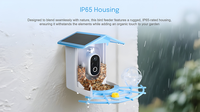 Mangeoire à oiseaux à notification intelligente de détection d'identification d'oiseaux AI à énergie solaire colorée pour l'extérieur avec caméra CCTV IP HD