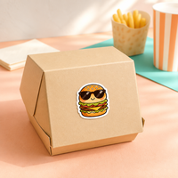 Autocollants personnalisés pour la restauration rapide, autocollants imperméables, autocollants mignons en vinyle découpés à la forme de hamburgers, frites, desserts, autocollants avec logo pour l'emballage