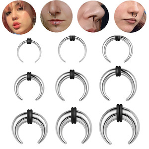 Bán Buôn C-Hình Thép Không Gỉ Trâu Sừng Bò Hình Nón Hình Sụn Đường Hầm Expander Cáng auricle Mũi Nhẫn Bông Tai - Product Image 1