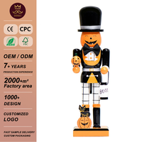 Casse-noix en bois personnalisé pour Halloween, design lanterne citrouille classique, OEM/ODM, décoration de bureau pour les fêtes, cadeau en soie