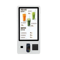 Système de point de vente Android et Windows 10 de 32 pouces, borne interactive de commande automatique pour restaurant, borne de paiement, borne de point de vente commerciale