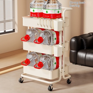 Multifunctional Plastic <b>Storage</b> <b>Cart</b> With Wheels For Beverage Bottles Large Capacity Modern Design Floor Standing Organizer - Product Image 1