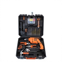 Kit d'outils de réparation domestique 14 pièces en acier au carbone OEM, à piles, orange, avec pince à bec effilé, ensemble d'outils écologiques