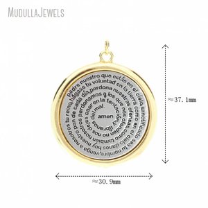 PM53086 Pendentif Rond en Métal Plaqué Or Vintage avec Lettre, Breloques Religieuses Biblées Amen, Pendentifs <span class=keywords><strong>Croix</strong></span> pour Fabrication de Colliers et Bijoux - Product Image 4