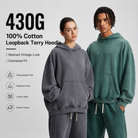 Sweat à capuche en coton lavé vintage 430G pour homme, en molleton bouclette épais, coupe oversize, style streetwear, fournisseur de vêtements vierges