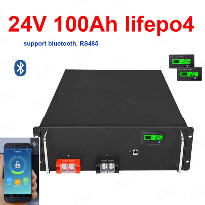 GTK 24V 100AH lifepo4 lithium Battery bluetooth BMS APP for 