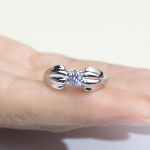 Messi Gems Jewelry <span class=keywords><strong>Hola</strong></span> Diamond Real 14K Gold 4,8mm Lab Diamond Compromiso Anillos de boda para mujeres - Product Image 3