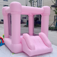 Vente flash - Mini château gonflable rose avec filet de sécurité