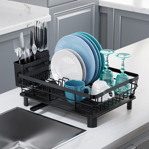 Escurridor de Platos de Metal Negro Ecológico, Bandeja Desmontable, Resistente a la Oxidación, Organizador de Cocina Moderno, Logotipo OEM, MOQ Pequeño, Personalizable - Product Image 5
