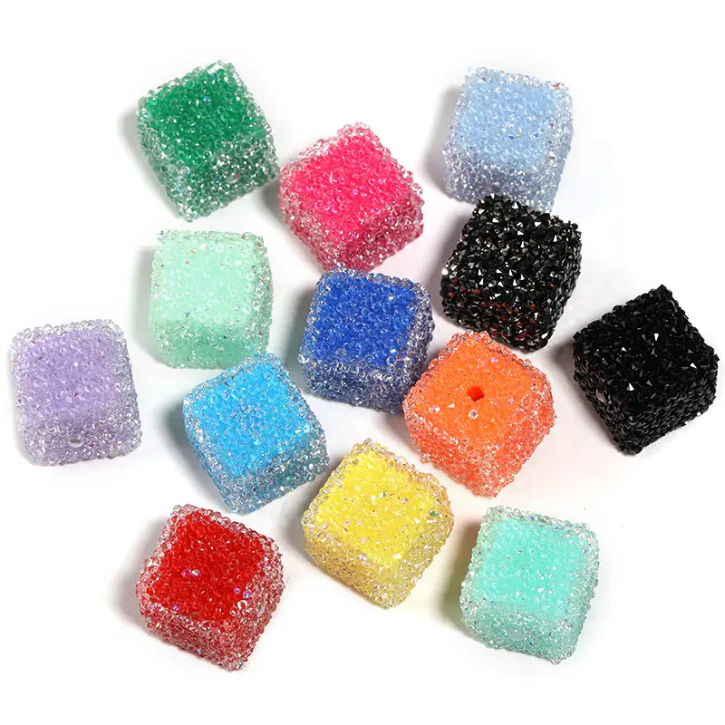 플래시 다이아몬드 부드러운 설탕 구슬 사탕 색상 사각형 diy 다이아몬드 공 구슬 도매 느슨한 구슬