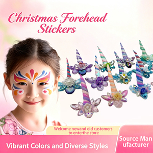 Adesivi per la fronte a tema Natale Sirena, personalizzabili con logo, per arte su viso e corpo, decorazioni per feste e festival, per bambini e adulti - Product Image 1