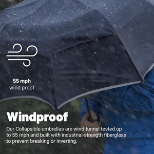 Parapluie portable grand format à armature en fer, manuel, pliable en trois sections, double pliage, fermeture automatique, 8 baleines en fibre de verre, pour couples, protection pluie et soleil, séchage rapide - Product Image 6