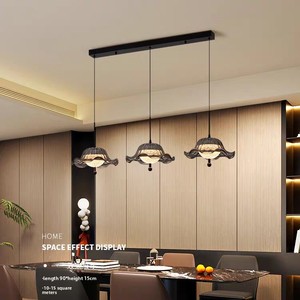Lustre moderne de luxe, design floral vintage, fer <span class=keywords><strong>et</strong></span> verre, <span class=keywords><strong>suspension</strong></span> LED pour salle à manger, finition noire, dimmable - Product Image 3