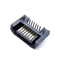 Conector SATA Soulin de 7 Pines, Semi-cerrado, de 90 Grados, PC2.5 LCP, Semi-enchapado en Oro, 1U, Interfaz de Conector SATA, PCB de Latón Macho