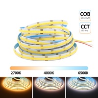 Bande LED COB CCT Epistar 5M 12V DC 608 LED 10MM PCB Haute Densité Flexible Ra90 Ruban Linéaire IP20 Dimmable Double Blanc
