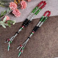 Chapelet de prière islamique en cristal, couleurs du drapeau palestinien, rouge, vert, blanc, noir, bracelet de prière