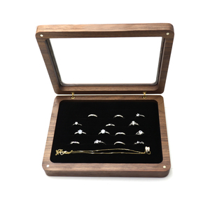 Luxury necklace gold solid wood packaging box black walnut large jewelry jewelry box ring earrings display storage