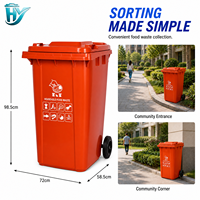 Poubelle en plastique PP écologique de 240 L, grande taille, couvercle ouvert, seau de rangement extérieur, poubelle à ordures et à déchets, bac de recyclage