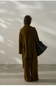 Pantaloni larghi dritti in lana di Yak autunno nuovi pantaloni Casual in misto lana di alta qualità da donna - Product Image 4