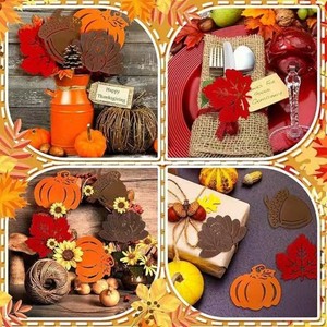 Adornos de Fieltro para el Día de Acción de Gracias, Hoja de Arce, Calabaza, Bollo, Pavo, Decoración Colgante para Interiores y Exteriores, 4 Diseños Cada Uno - Product Image 2