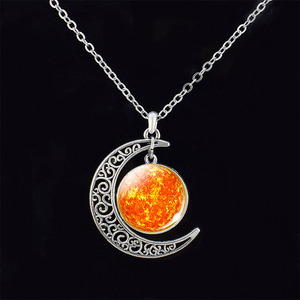 Collana <span class=keywords><strong>Pianeti</strong></span> Sistema Solare Terra Saturno Giove Ciondolo Cabochon in Vetro Gioielli Astronomici Spazio Esterno - Product Image 5
