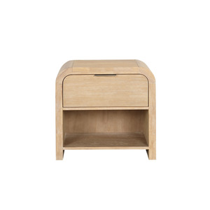 Mesa de Noche de Madera de Mango con Acabado Natural, con Cajón y Estante, Estilo Transicional - Product Image 5