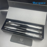 Ensemble de 5 couteaux de cuisine en acier inoxydable avec manche antidérapant en TPR-PP, couteau de chef, couteau à pain, couteau utilitaire, couteau à éplucher, boîte cadeau pour la cuisine à domicile