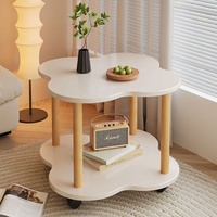 Table basse en bois moderne pour petits espaces - Durable, écologique, légère et portable avec rangement