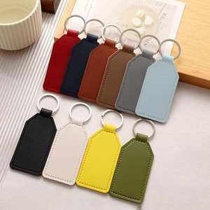 Pu Lederen Sleutelhanger Kit Pu Blanks Met Klinknagels Sleutelhanger Rechthoekige Lederen Auto Sleutelhanger - Product Image 1