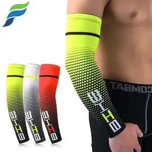 Yetful Custom Mannen Gym Elleboog Beschermende Compressie Basketbal Volleybal Voetbal Sport Uv Fietsen Ijs Zijde Arm Koele Mouw